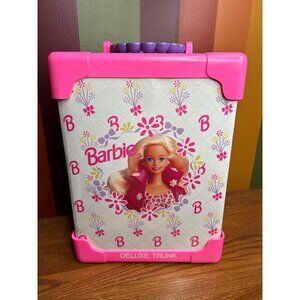 Barbie Barbie pink delux doll carry trunk white purple handle Mattel Tara toy